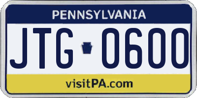 PA license plate JTG0600