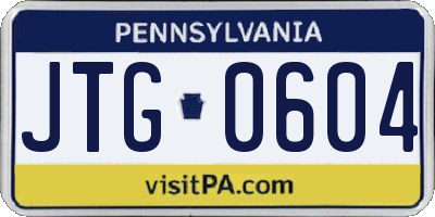 PA license plate JTG0604