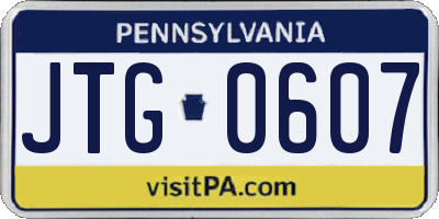 PA license plate JTG0607