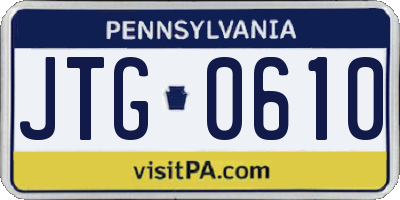 PA license plate JTG0610