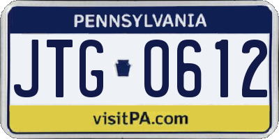 PA license plate JTG0612