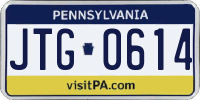 PA license plate JTG0614
