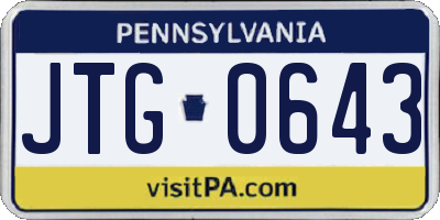 PA license plate JTG0643