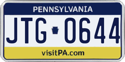 PA license plate JTG0644