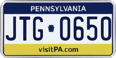 PA license plate JTG0650