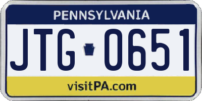 PA license plate JTG0651