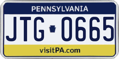 PA license plate JTG0665