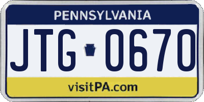 PA license plate JTG0670