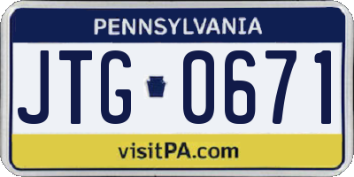 PA license plate JTG0671