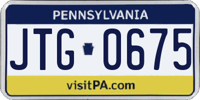PA license plate JTG0675