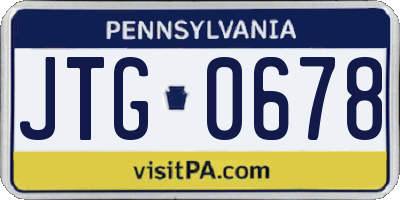 PA license plate JTG0678