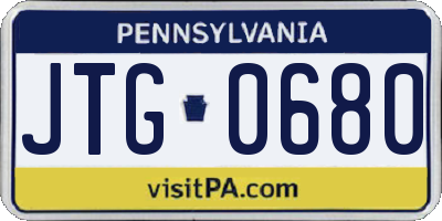 PA license plate JTG0680