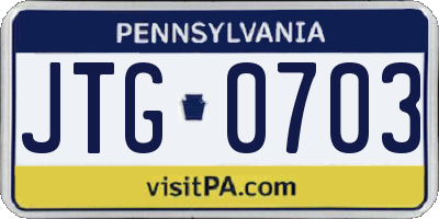 PA license plate JTG0703