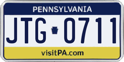 PA license plate JTG0711