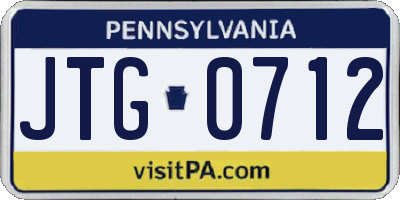 PA license plate JTG0712