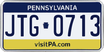 PA license plate JTG0713