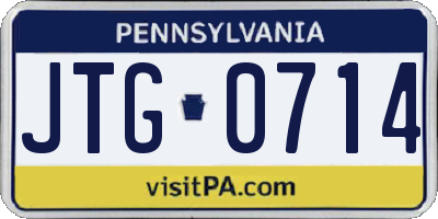 PA license plate JTG0714