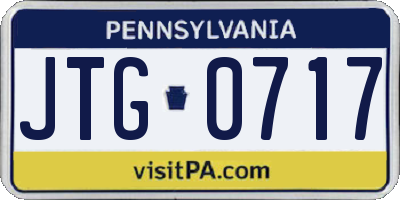 PA license plate JTG0717