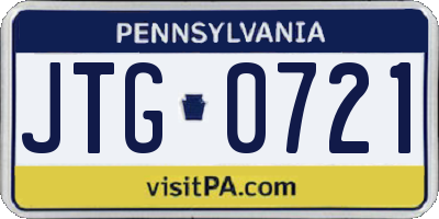 PA license plate JTG0721
