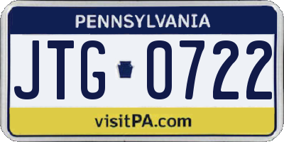 PA license plate JTG0722