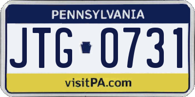 PA license plate JTG0731