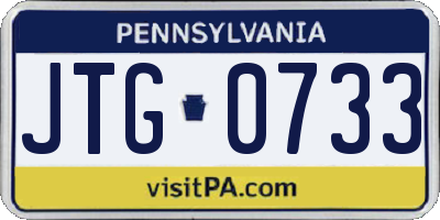 PA license plate JTG0733