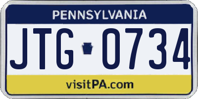PA license plate JTG0734