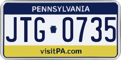 PA license plate JTG0735