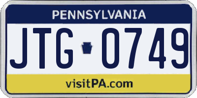 PA license plate JTG0749
