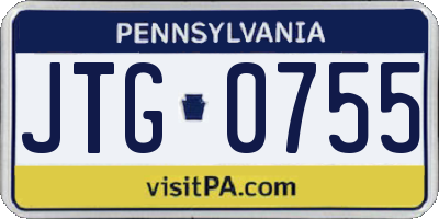 PA license plate JTG0755