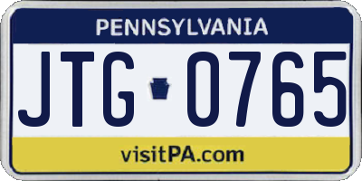 PA license plate JTG0765