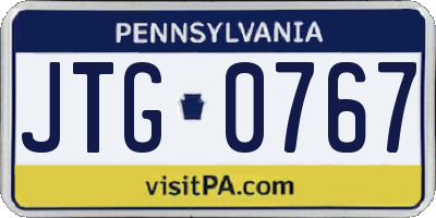 PA license plate JTG0767
