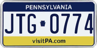 PA license plate JTG0774