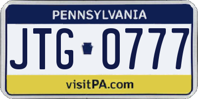 PA license plate JTG0777