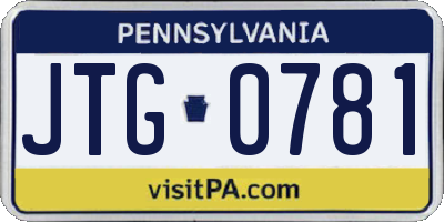 PA license plate JTG0781