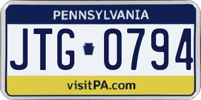 PA license plate JTG0794
