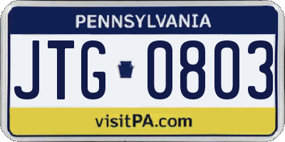 PA license plate JTG0803