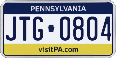 PA license plate JTG0804