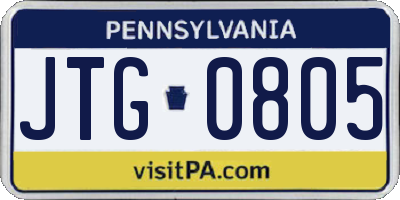 PA license plate JTG0805