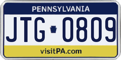 PA license plate JTG0809