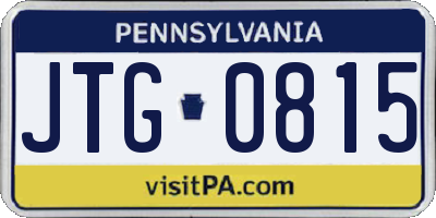 PA license plate JTG0815