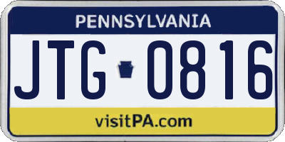 PA license plate JTG0816