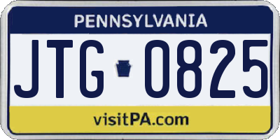 PA license plate JTG0825
