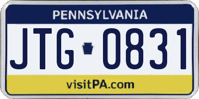 PA license plate JTG0831