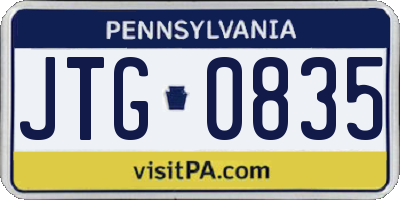 PA license plate JTG0835