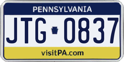 PA license plate JTG0837