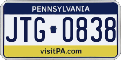 PA license plate JTG0838