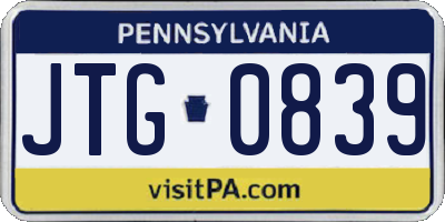 PA license plate JTG0839