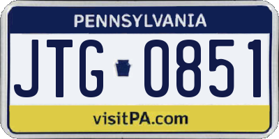 PA license plate JTG0851
