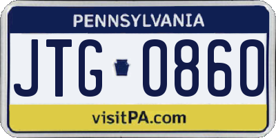 PA license plate JTG0860